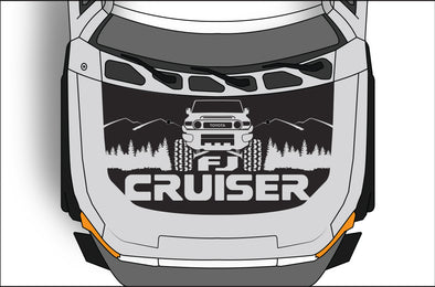 Toyota FJ Cruiser TRD Truck Vinyl Decal Graphics Custom Black Hood Design 