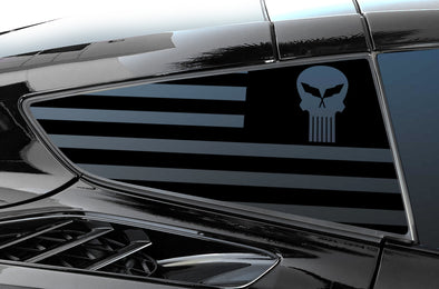 Chevrolet Corvette (2014-2019) Rear Window Vinyl Decal Wrap Kit - C7 Jake Skull Flag