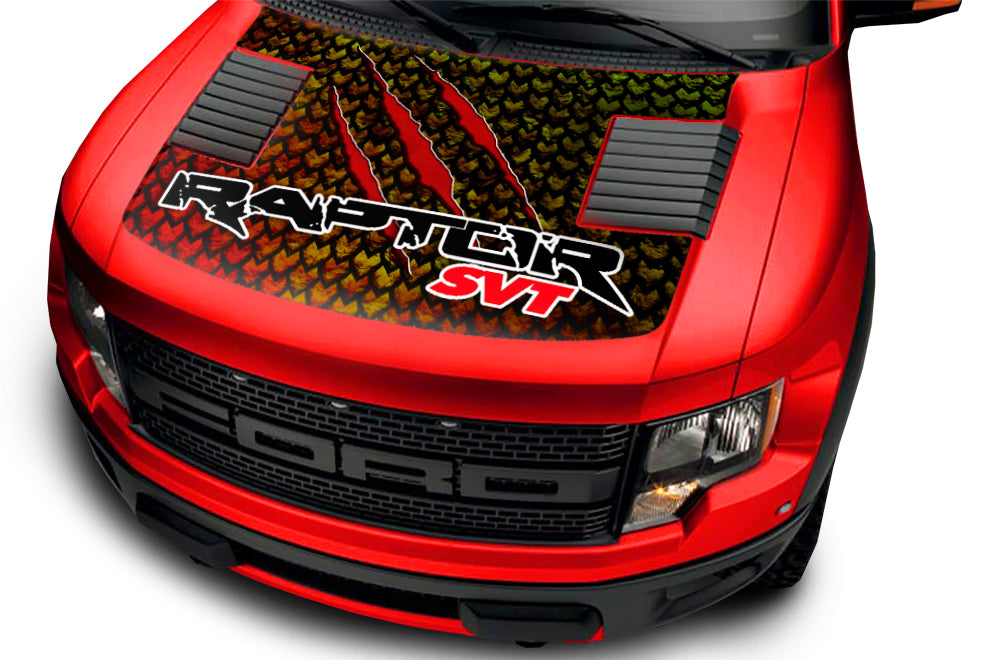 Svt Raptor Wrapped Ford F-150 SVT Raptor 2010-2014 Vinyl Decal Kit FULL HOOD WRAP - SKULL ...