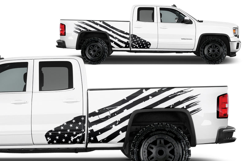 GMC Sierra Vehicle Vinyl Truck Decal Decals Factory Crafts Graphics Custom Black American Flag America