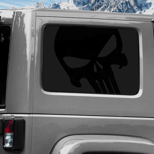 Jeep Wrangler JK (2007-2017) 4-Door Rear Window Wrap Custom Vinyl Decal Kit - PUNISHER SKULL