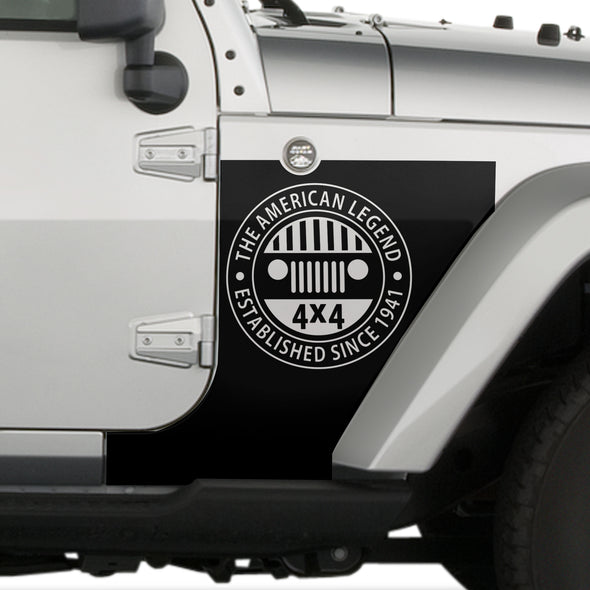 Jeep Wrangler (2007-2020) 4-Door Front Fender Custom Vinyl Decal Kit - AMERICAN LEGEND