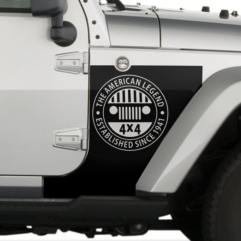 Jeep Wrangler (2007-2020) 4-Door Front Fender Custom Vinyl Decal Kit - AMERICAN LEGEND