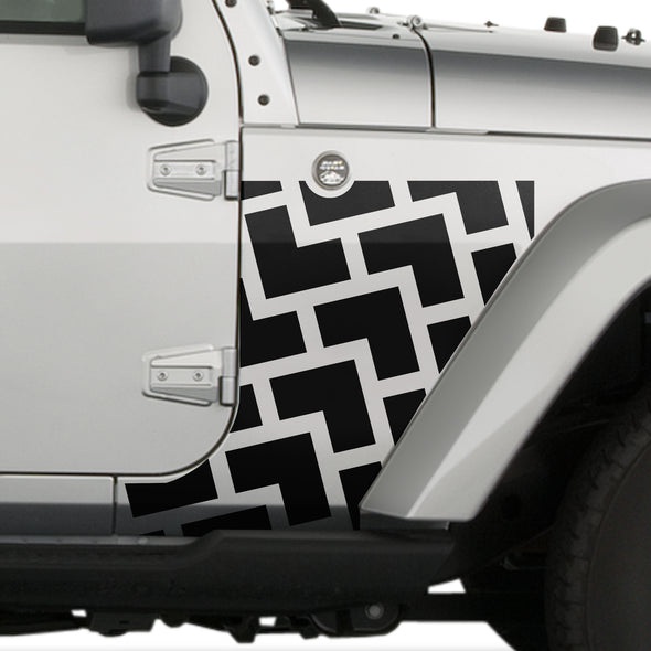 Jeep Wrangler (2007-2020) 4-Door Front Fender Custom Vinyl Decal Kit - TIRE TRACKS