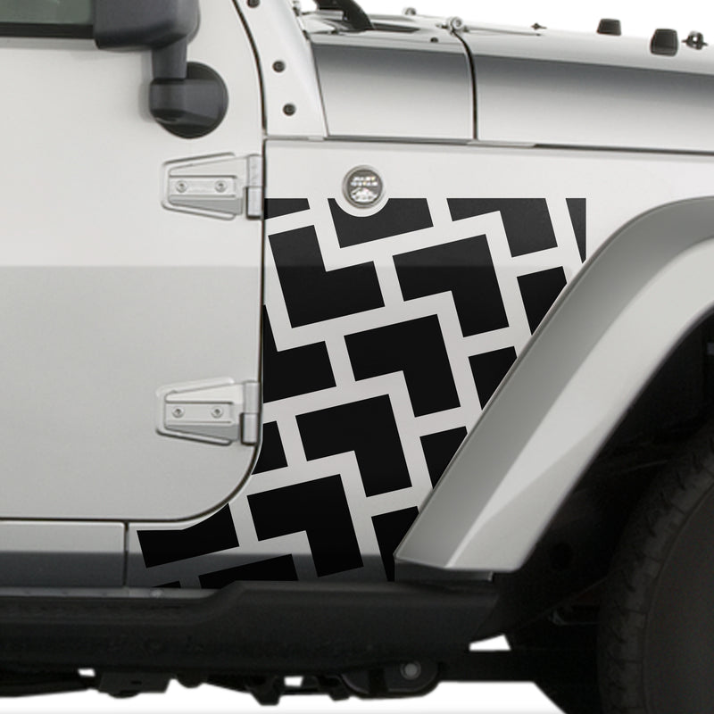 Jeep Wrangler (2007-2020) 4-Door Front Fender Custom Vinyl Decal Kit - TIRE TRACKS