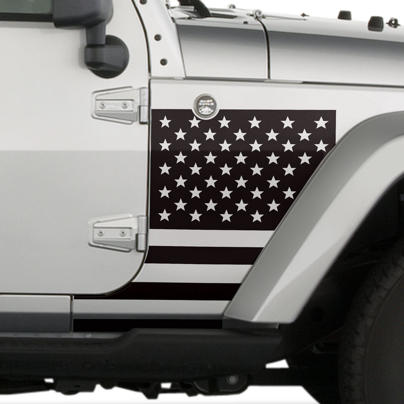 Jeep Wrangler (2007-2020) 4-Door Front Fender Custom Vinyl Decal Kit - USA FLAG