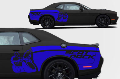 Dodge Challenger Car Vinyl Decal Custom Graphics Blue Scat Pack Design