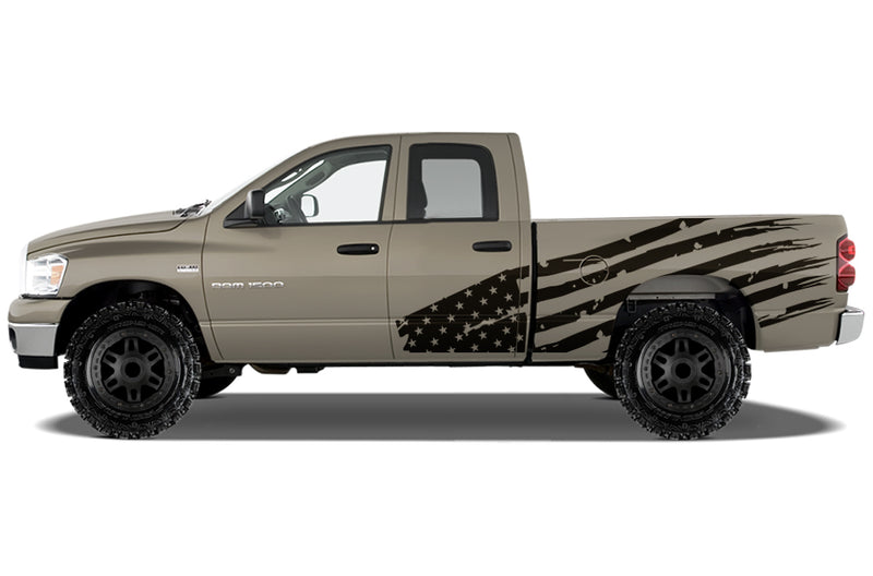 Dodge Ram 1500 2500 Truck Vinyl Decal Custom Graphics Black American Flag Design