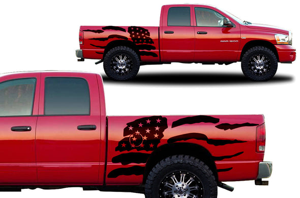 Dodge Ram Truck Vinyl Decal Custom Graphics Black American Flag Design