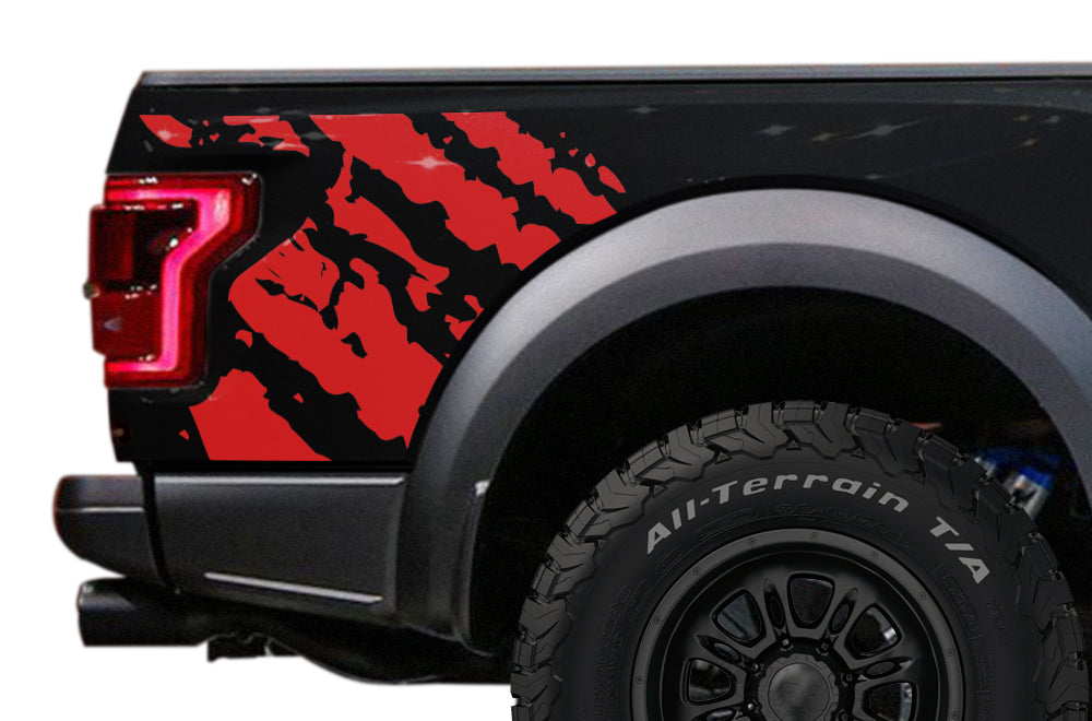 Red Raptor Decals Ford F-150 SVT Raptor (2017-2020) Custom Vinyl Decal Kit - RIPPED ...