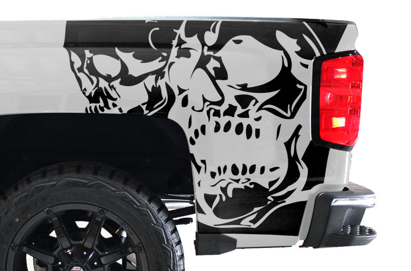 Chevy Chevrolet  Silverado 2014 2015 2016 2017 Truck Decal Vinyl Graphics Black Skull Design