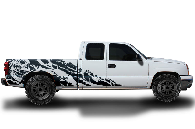 Chevy Chevrolet  Silverado Car Decal Vinyl Graphics Black Skull Design