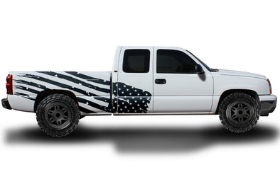 Chevy Chevrolet  Silverado Car Decal Vinyl Graphics Black American Flag Design