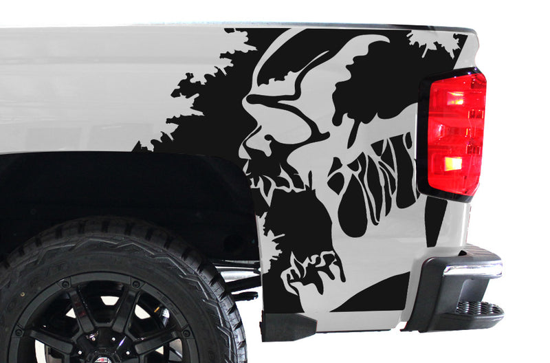 Chevy Chevrolet  Silverado 2014 2015 2016 2017 Truck Decal Vinyl Graphics Black Skull Design